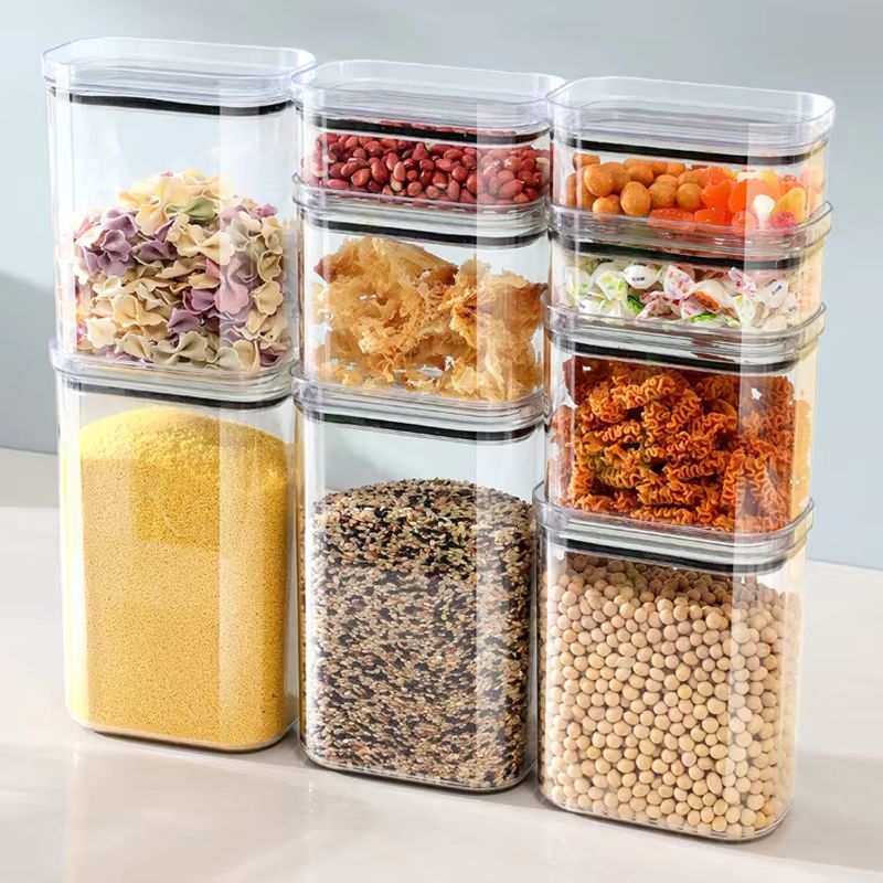 Coffee Tea Sugar Canister Set - 密封容器 キッチンキャビネットオーガナイザー 穀物 大豆 ナッツ用 強力食品グレード高強度プラスチック保存容器