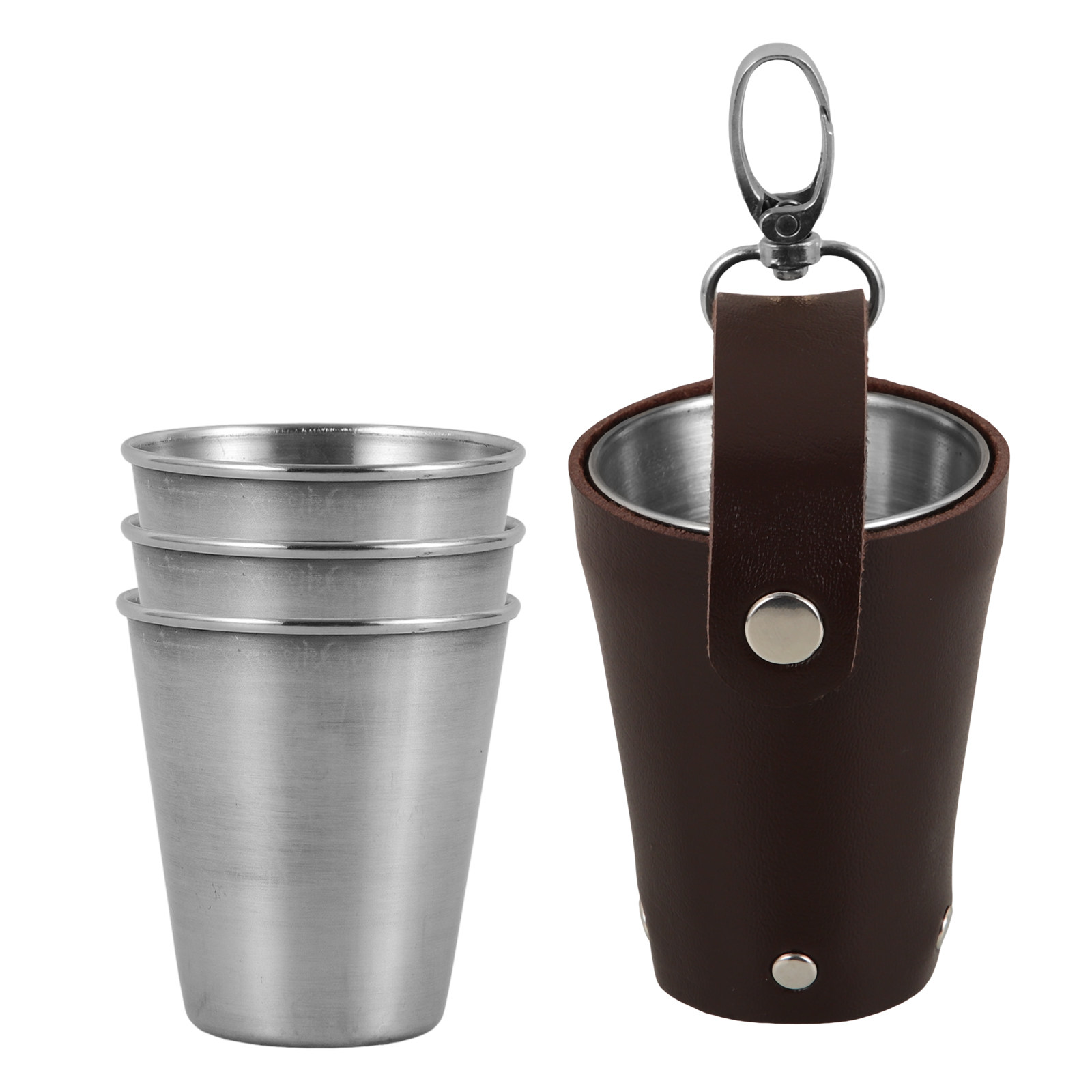 Coffee Tea Vodka - 5 個のステンレス鋼ショットカップ 70 ミリリットルポータブル酒タンブラー カップスリーブ付き 屋外キャンプ