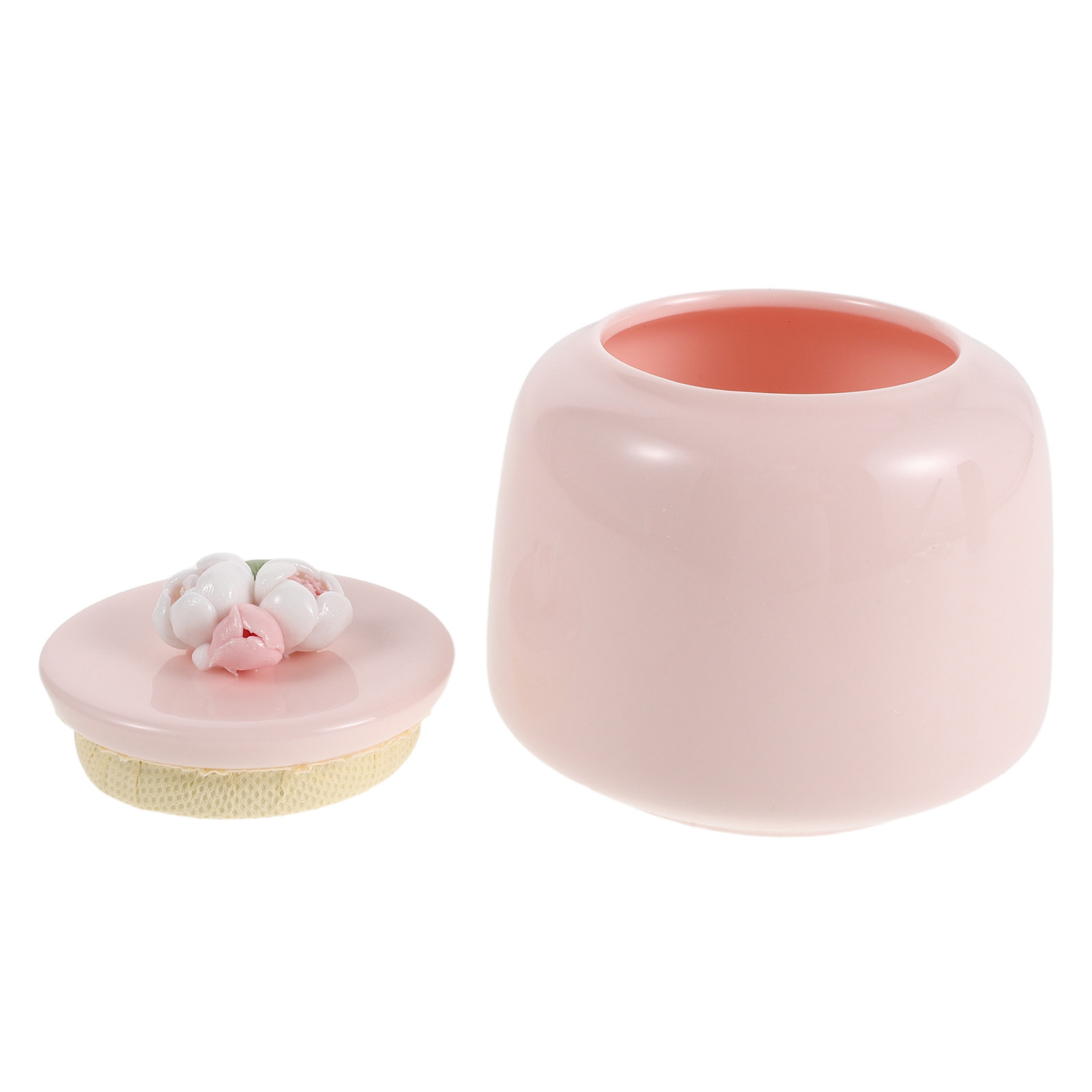 Coffee Tea Sugar Canisters - 陶器製茶筒 ピンクの磁器製食品保存容器 密閉キッチンキャニスター 茶葉、コーヒー豆、砂糖用