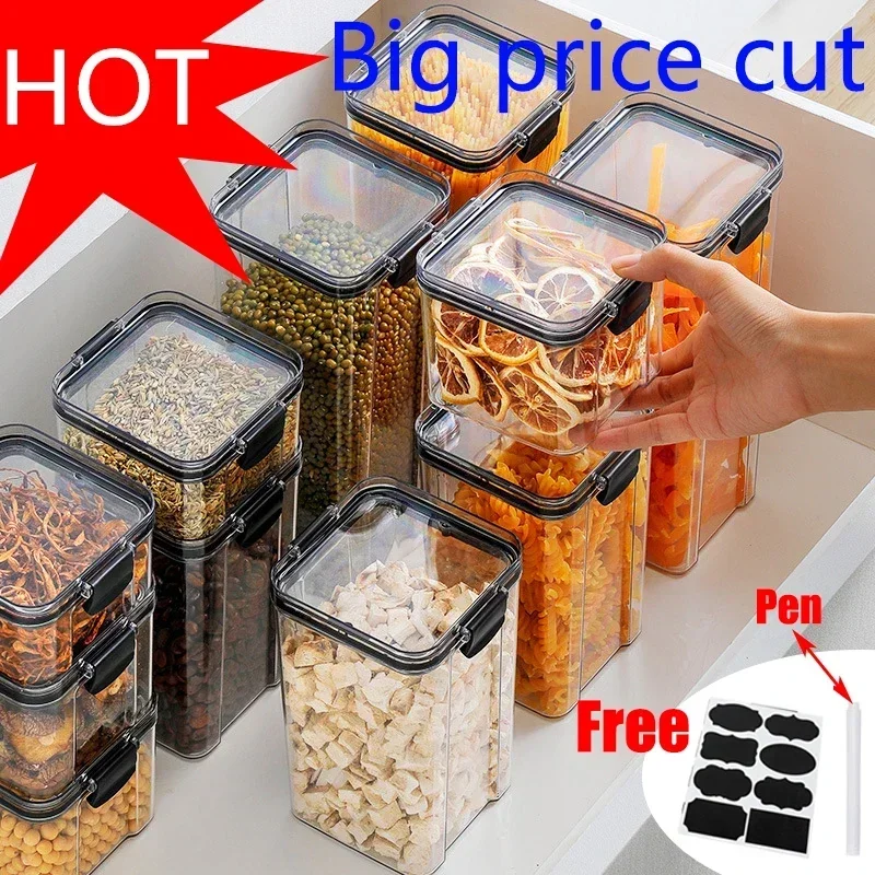 Coffee Tea Sugar Canister Set - 460-1800 ミリリットルセット積み重ね可能なキッチン密封瓶プラスチック食品保存ボックスマルチグレインタンクボトルドライフルーツティー保存容器