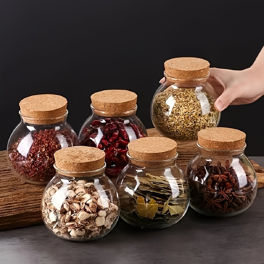 Coffee Tea Sugar Canisters - 透明ガラス収納キャニスター、コーヒー用の丸い装飾的な小さなコンテナジャースパイスキャンディッキーソルト調味料と砂糖、500ml