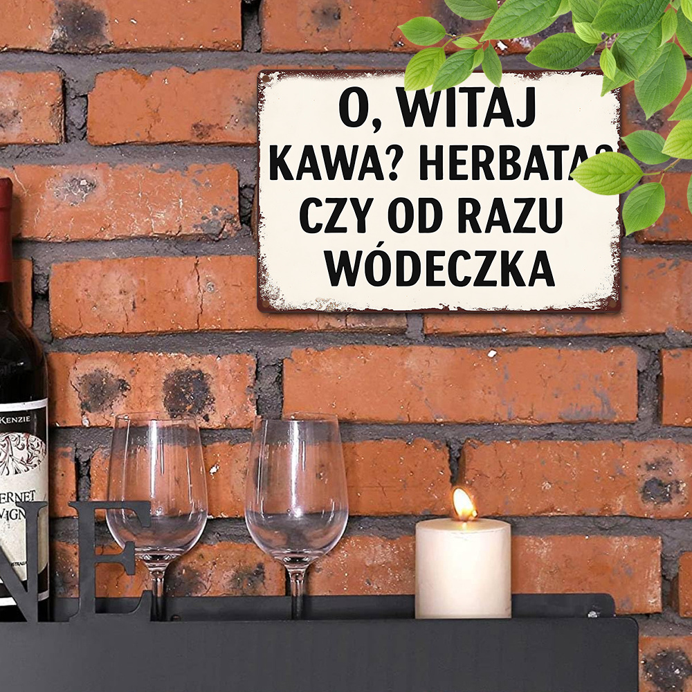 Coffee Tea Vodka - ポーランドの面白い引用句「ああ、ようこそ」コーヒー、紅茶、またはストレートウォッカ、ダイニングルーム、バー、リビングルームの壁に最適、ユーモアのあるアルコール装飾品