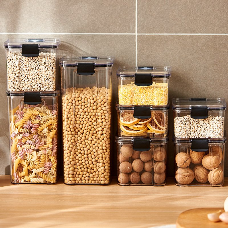 Coffee Tea Sugar Canister Set - 密封された瓶キッチン穀物収納オーガナイザー大型タンクプラスチック防湿収納ボックス家庭用調味料瓶セット