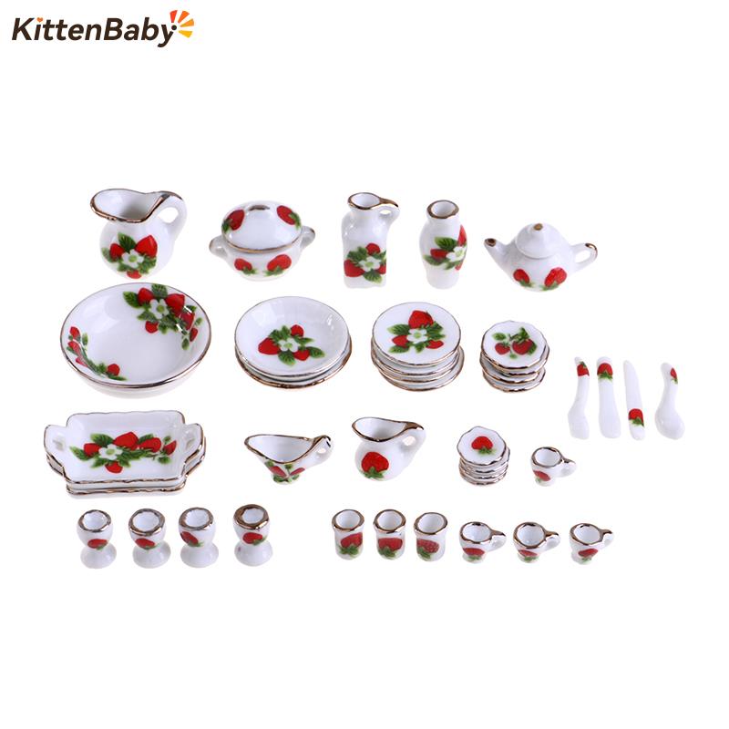 Coffee Tea Catering - 1セット1:12ミニチュアドールハウス花パッテン磁器コーヒーティーカップセラミック食器ドールハウスキッチンアクセサリー