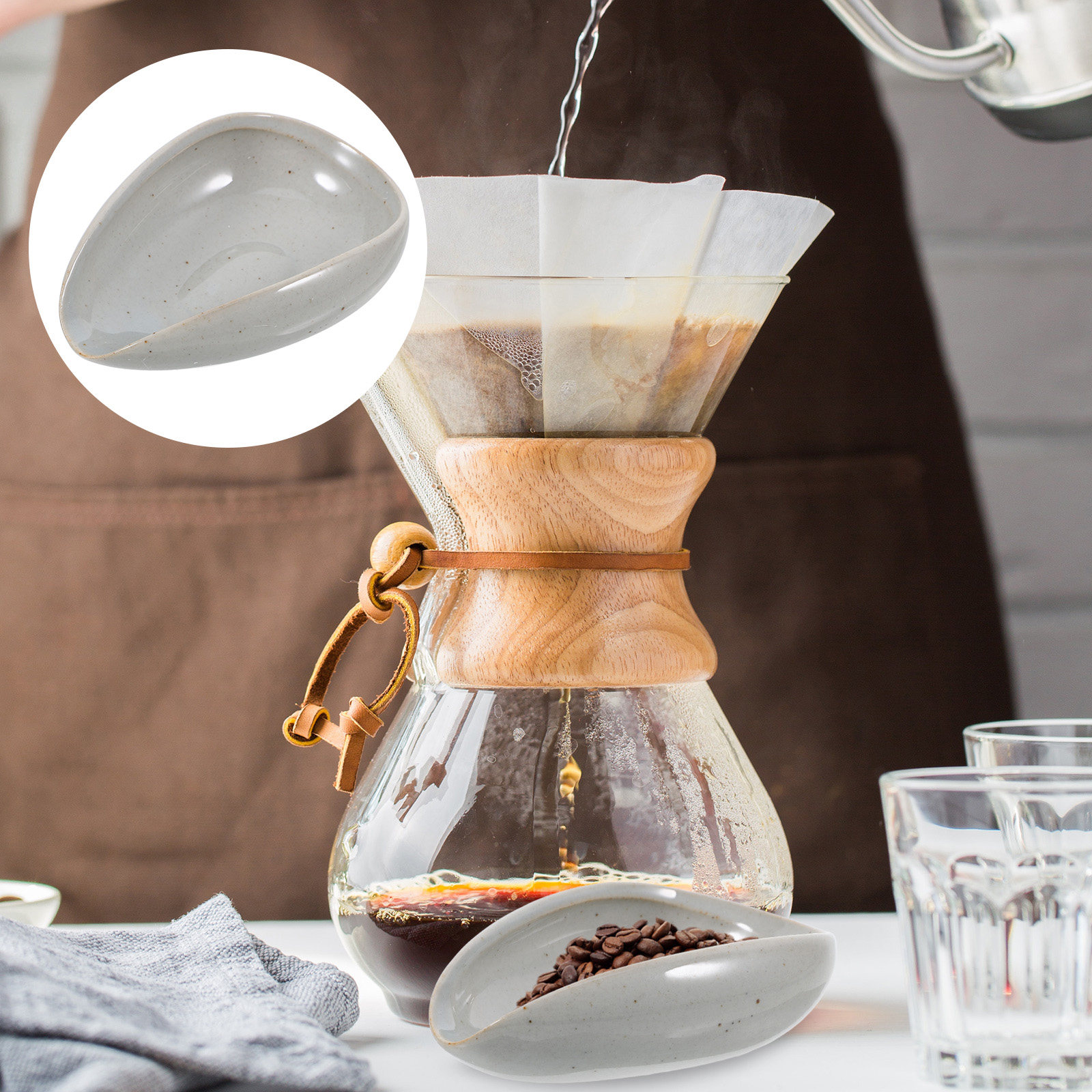 Coffee Tea Beans - セラミック製コーヒー豆トレイ 多機能計量カップ 計量スプーン 計量ソーサーホルダー コーヒー豆 茶葉