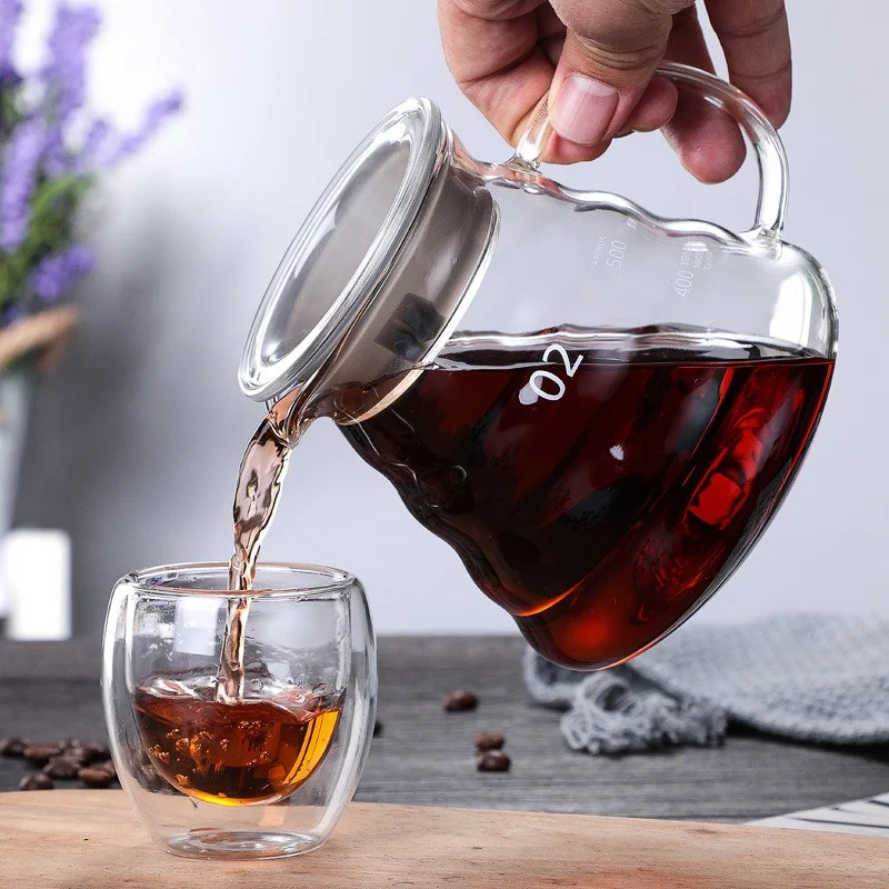 Coffee Tea Making Machine - 蓋付きの手作りコーヒーカラフ,透明なガラスのやかん,共有ポット,カラフメーカーの付属品,350 600 800ml