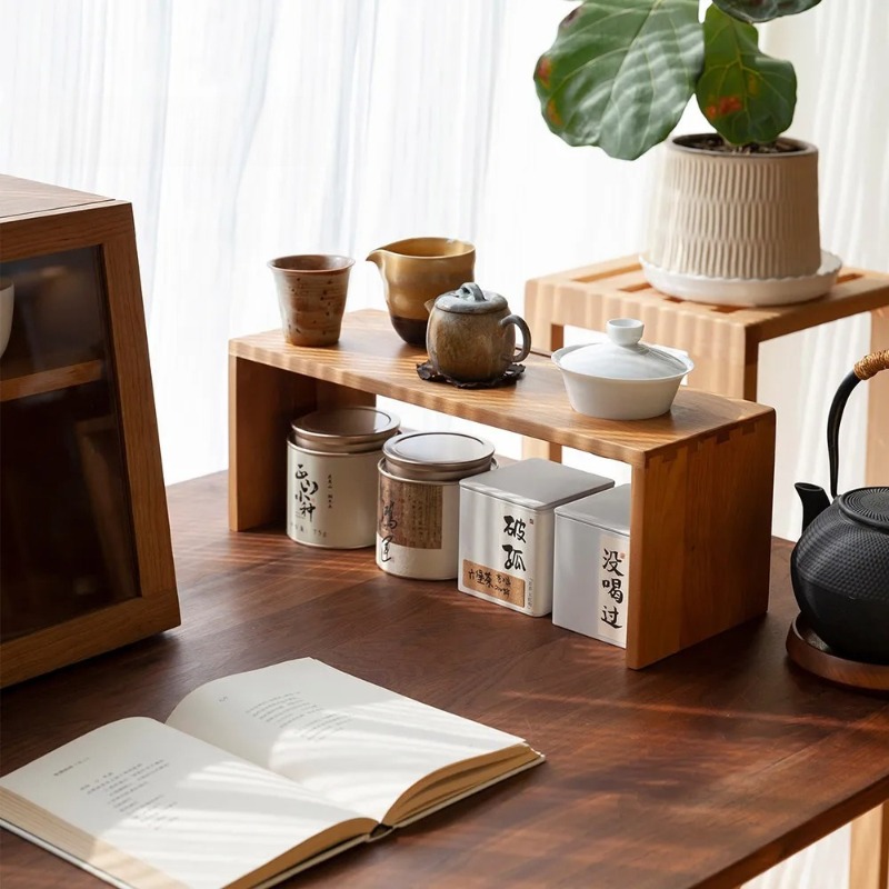 Tea Coffee Set Up - 無垢材コーヒードリップステーションオーガナイザー ポアオーバーツールラック 北米風バリスタスタンド キッチンティーセットアップシェルフ