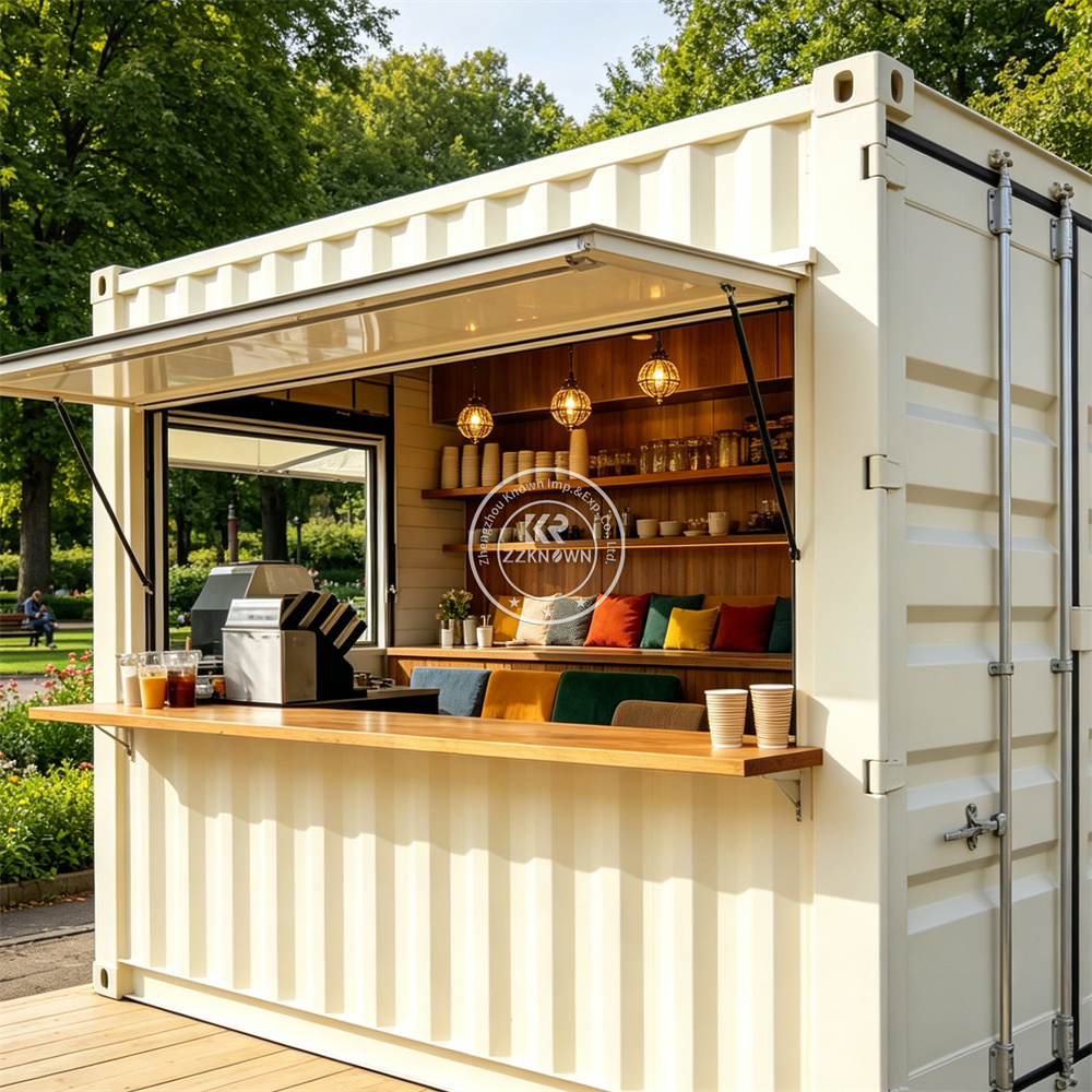 Coffee Tea Kiosk - 移動式キッチンコンテナトレーラー、ストリートコーヒー、ジュース、紅茶、バブルティー、キオスク、拡張可能なコンテナバー、フル装備