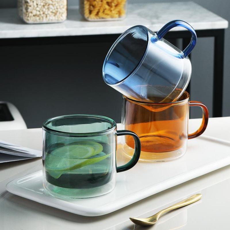 Coffee Tea Vodka - 250mlワイングラス、ドリンクタンブラー、ウイスキー、ウォッカカップ、コーヒー、ジュース、水用カップ、紅茶、クリエイティブマグ、二重底ガラスマグ、家庭用