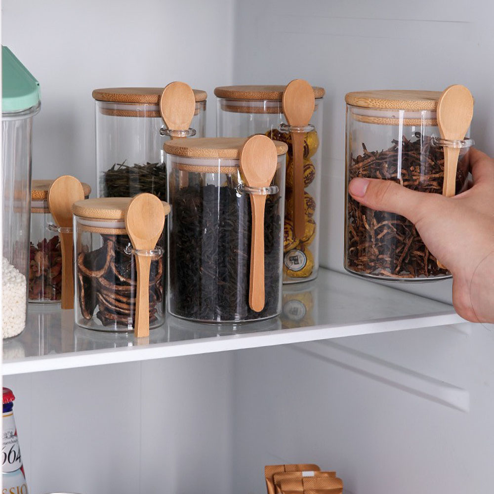 気密性のある食品保存用プラスチック容器、木製スプーンと蓋付き - Coffee Tea Sugar Canisters のレビューと価格