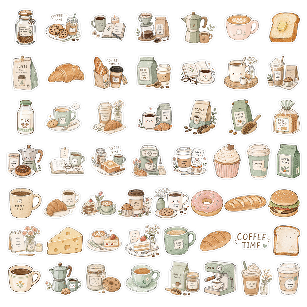 50-100 個コーヒータイムステッカー漫画アフタヌーンティ - Coffee Tea Journal のレビューと価格