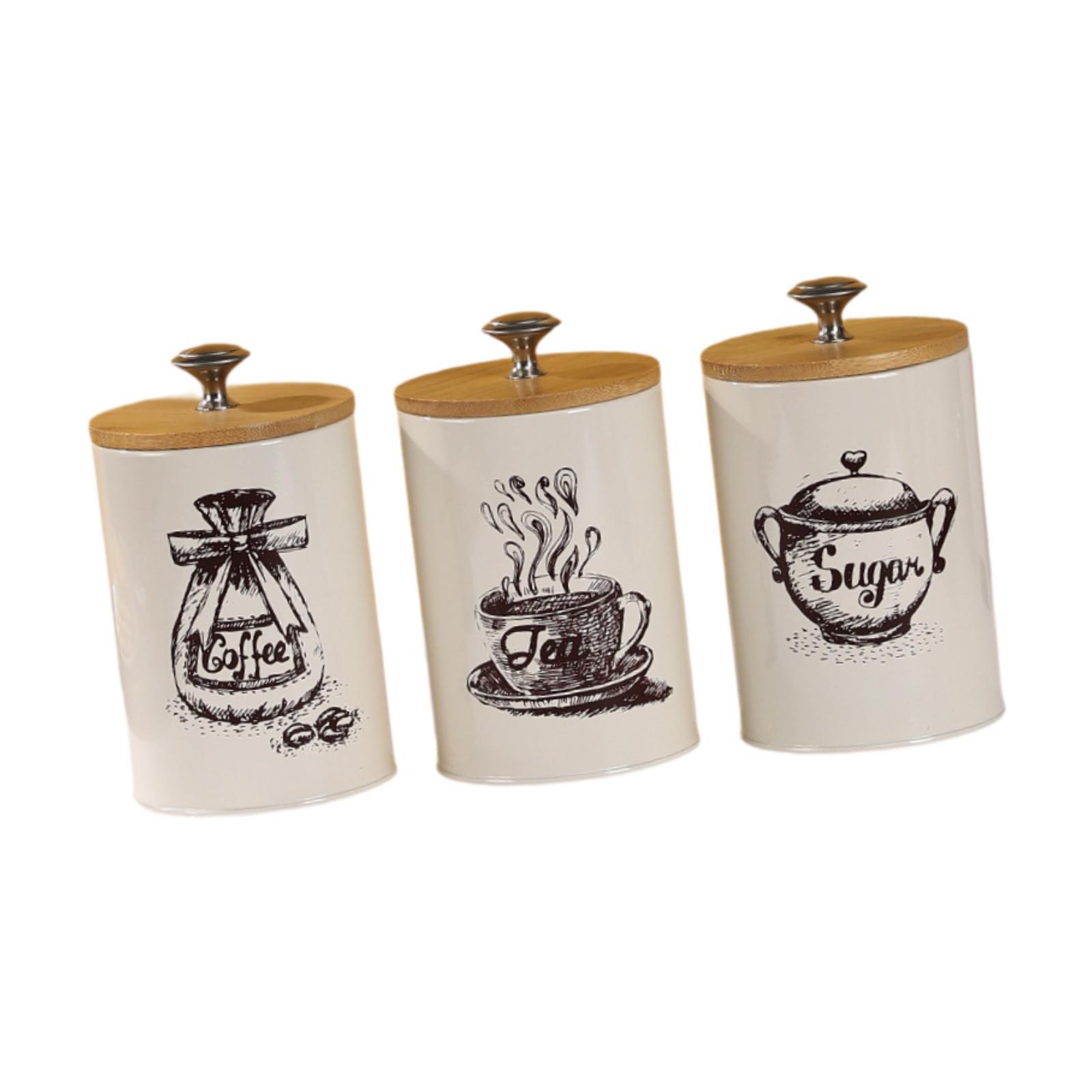 農家風コーヒー・紅茶・砂糖キャニスターセット キッチン装飾  - Coffee Tea Sugar Canisters のレビューと価格