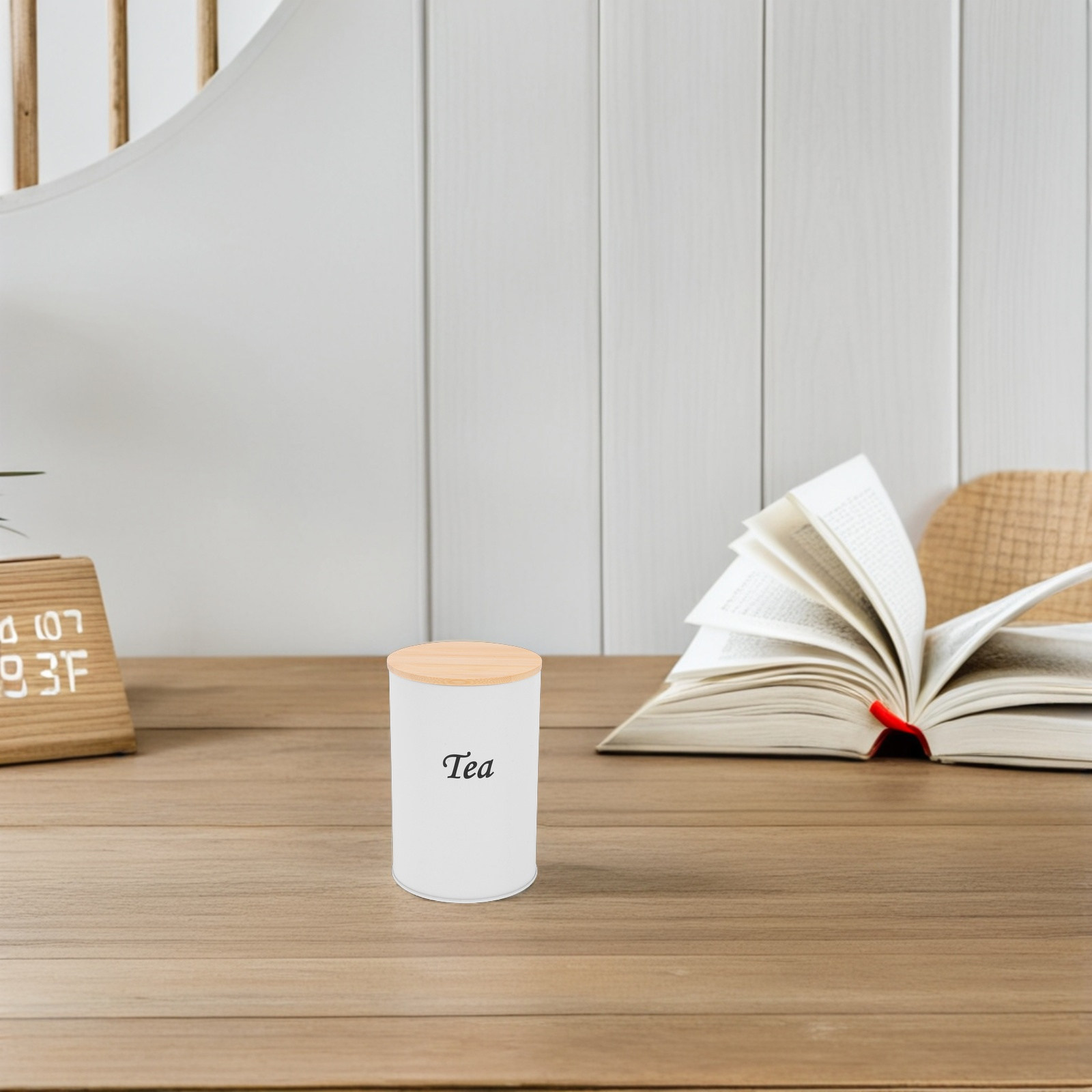 3個セット 密閉丸型キャニスター 亜鉛メッキ鉄製 竹製蓋付き - Coffee Tea Sugar Canisters のレビューと価格