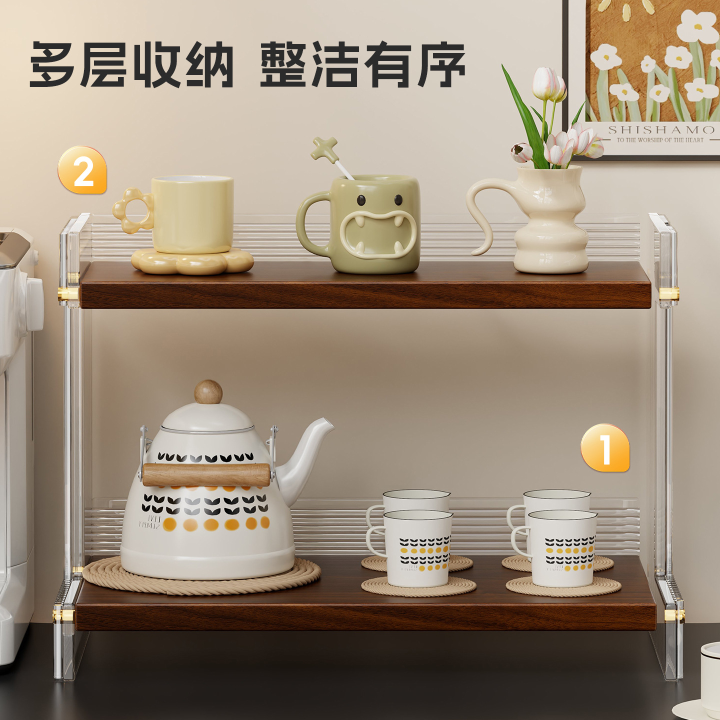 卓上カップ収納ラック カウンター用ウォーターカップホルダー  - Tea Coffee Set Up のレビューと価格