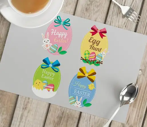 漫画のイースターバニーの卵柄プリントテーブルマット、プレース - Coffee Tea Place のレビューと価格