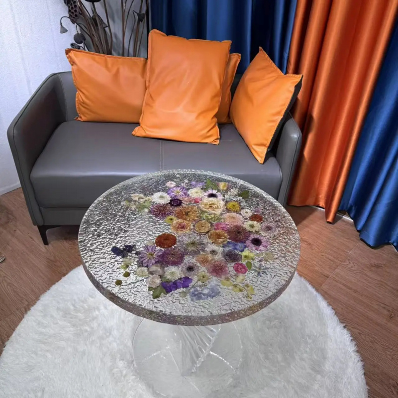 カスタムメイドの手作り工芸品、本物の花をデザインした丸型樹脂 - Coffee Tea Room のレビューと価格