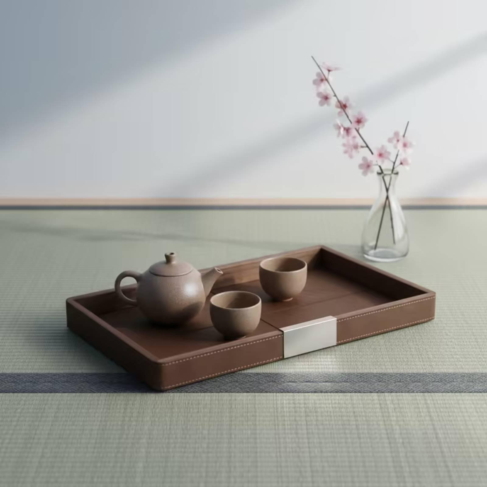 ウォールナットウッドトレイ ミニマリストトレイ ついたての縁 - Tea Coffee Set Up のレビューと価格