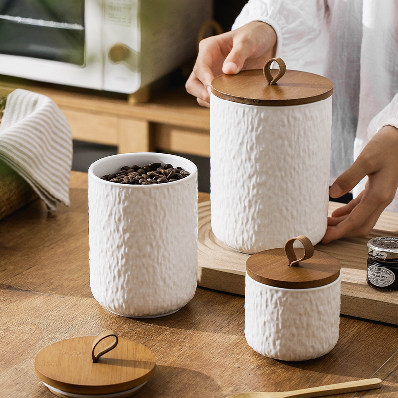 ロックパターンセラミックティーストレージキャニスター気密キッ - Coffee Tea Sugar Canisters のレビューと価格