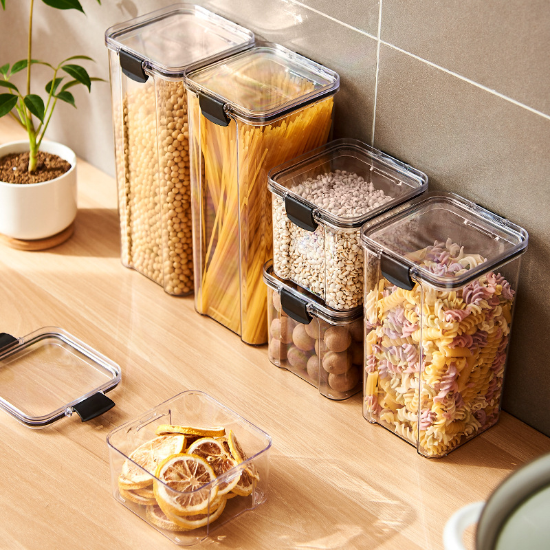 密封された瓶キッチン穀物収納オーガナイザー大型タンクプラスチ - Coffee Tea Sugar Canister Set のレビューと価格