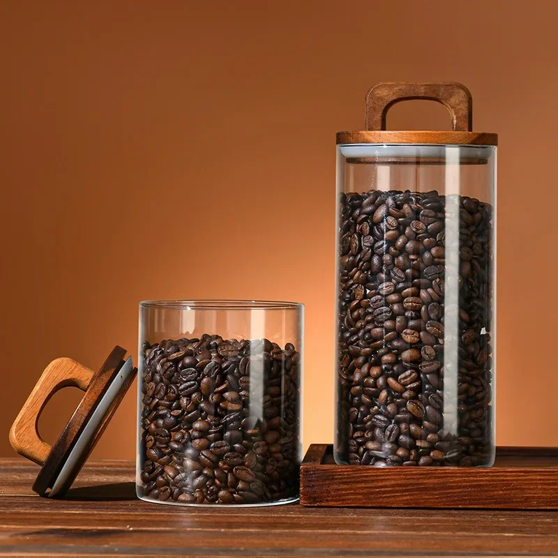 透明なガラス瓶 竹蓋付き 密封キャニスター 食品保存容器 ル - Coffee Tea Sugar Canisters のレビューと価格