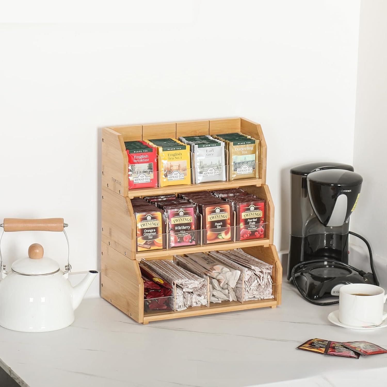 竹製ティーバッグ収納ボックス三層コーヒーバッグディスプレイラ - Coffee Tea Room のレビューと価格