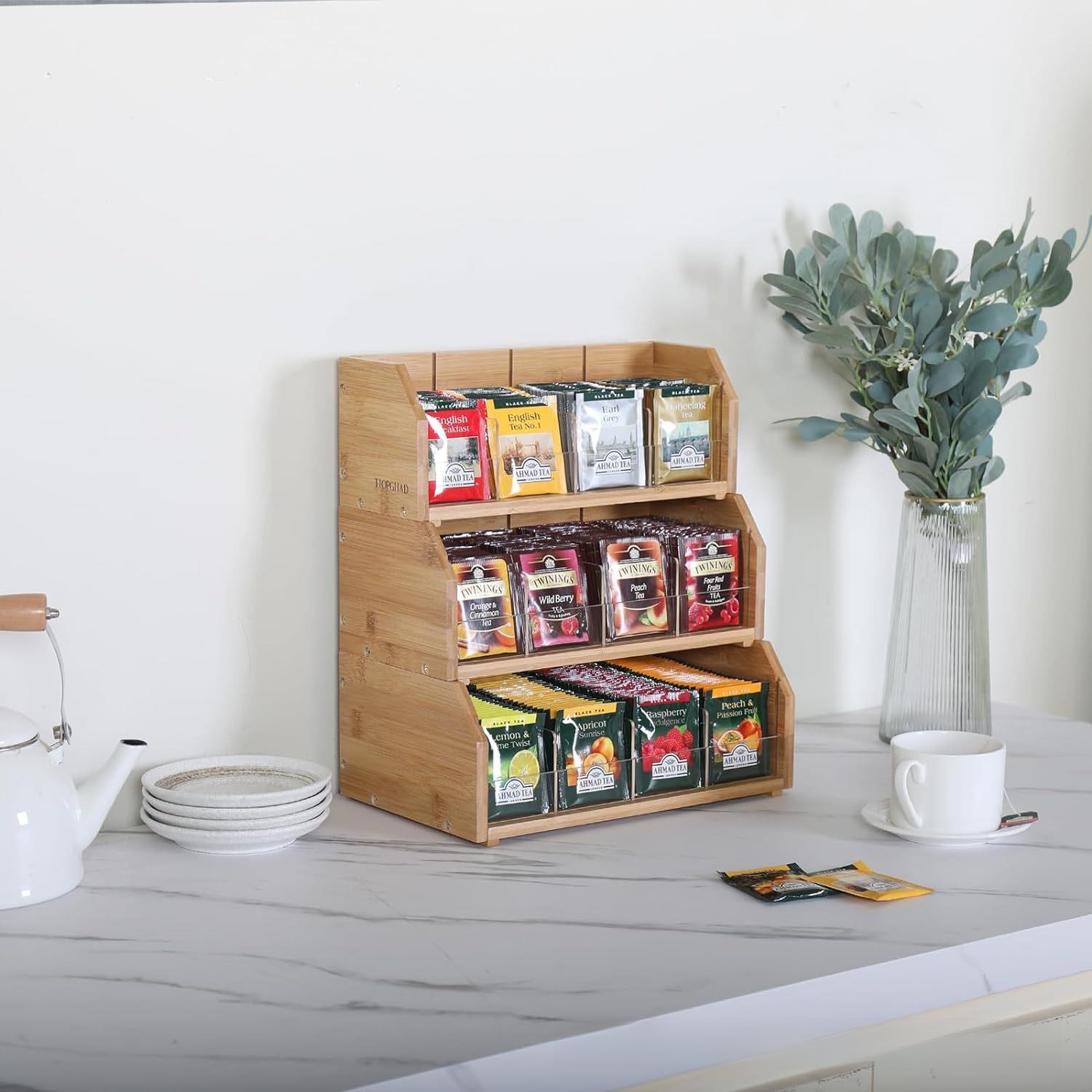 竹製ティーバッグ収納ボックス三層コーヒーバッグディスプレイラ - Coffee Tea Room のレビューと価格