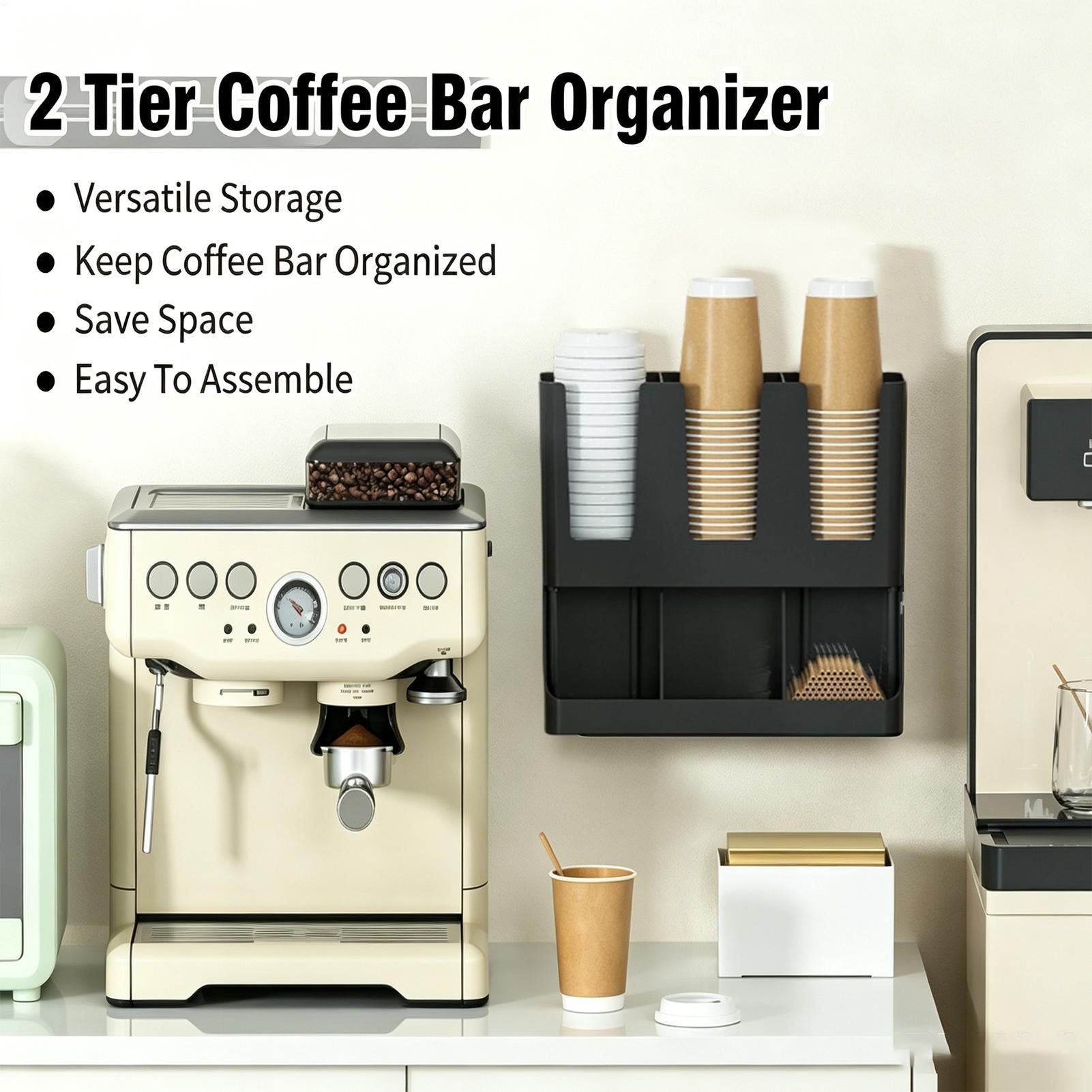コーヒーオーガナイザーステーション 6コンパートメント カウ - Tea Coffee Set Up のレビューと価格