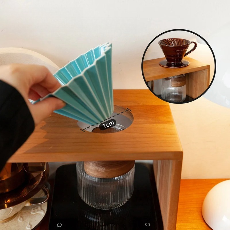 無垢材コーヒードリップステーションオーガナイザー ポアオーバ - Tea Coffee Set Up のレビューと価格