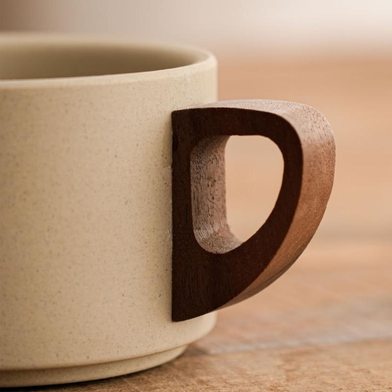 セラミックコーヒーマグクルミ木製ハンドル飲料カップ紅茶やエス - Coffee Tea Or のレビューと価格